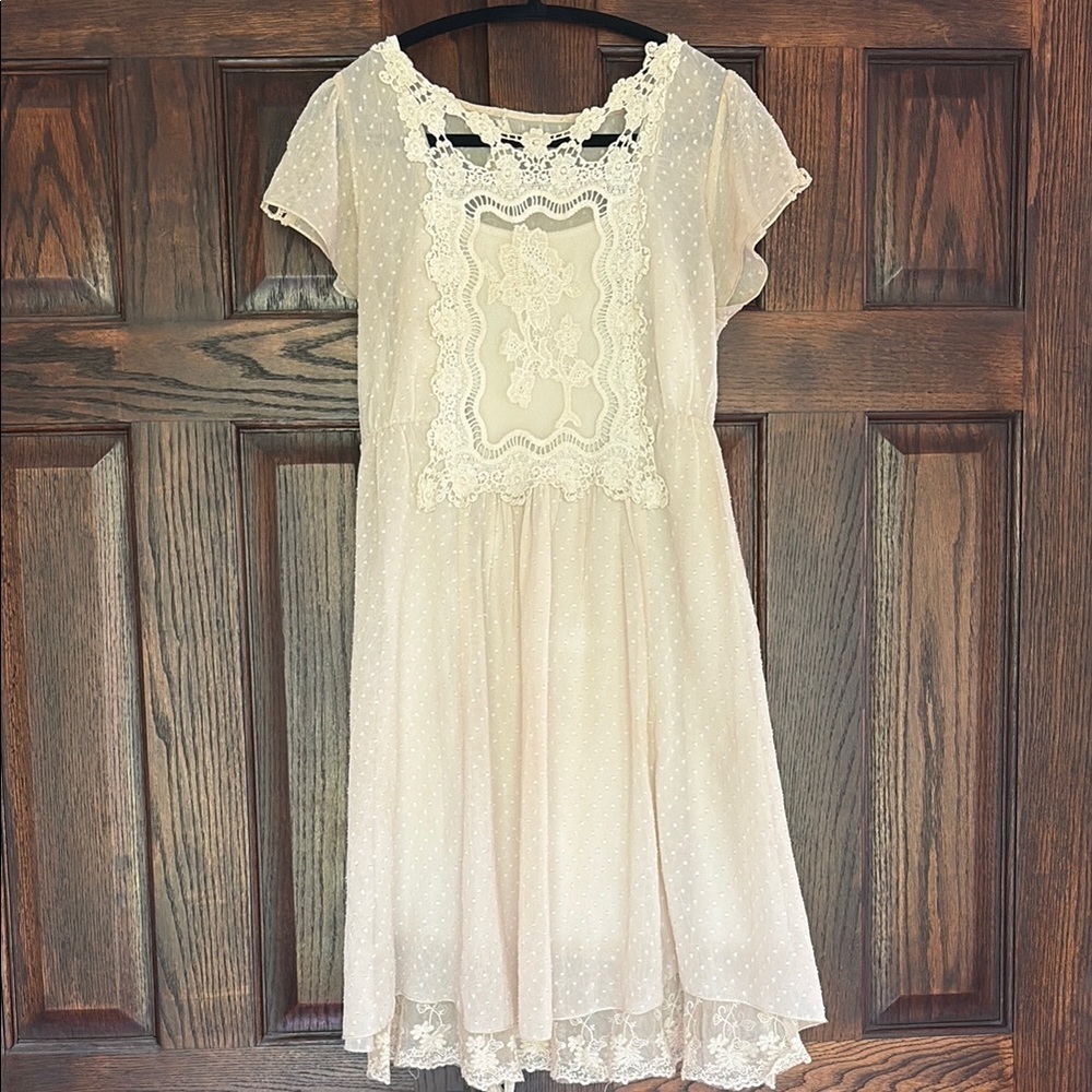 ModCloth A’reve Crochet Cream Dress Small​​​